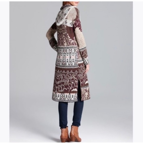 Free People Americana Bandana Hooded Long Duster Cardigan Sweater Size Medium - Picture 3 of 15